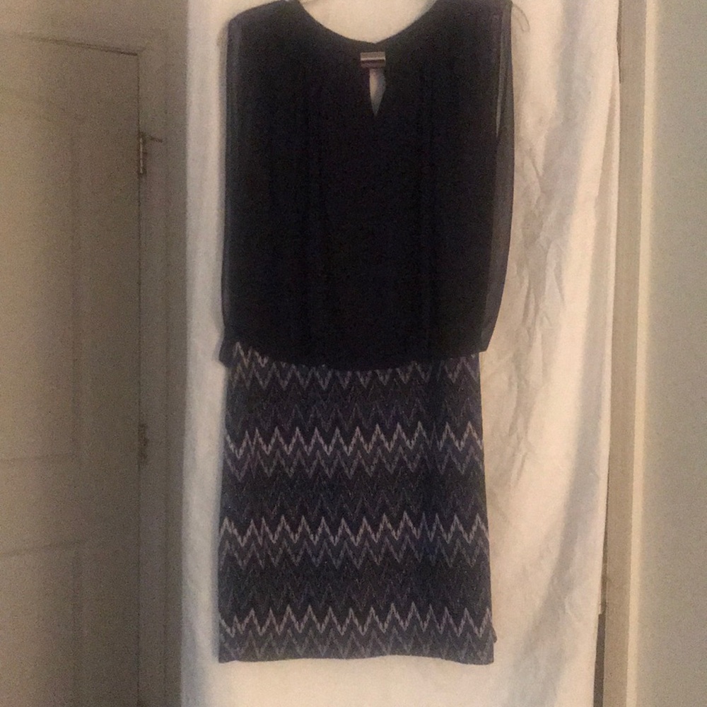 Navy Blue & Sliver Sleeveless Dress